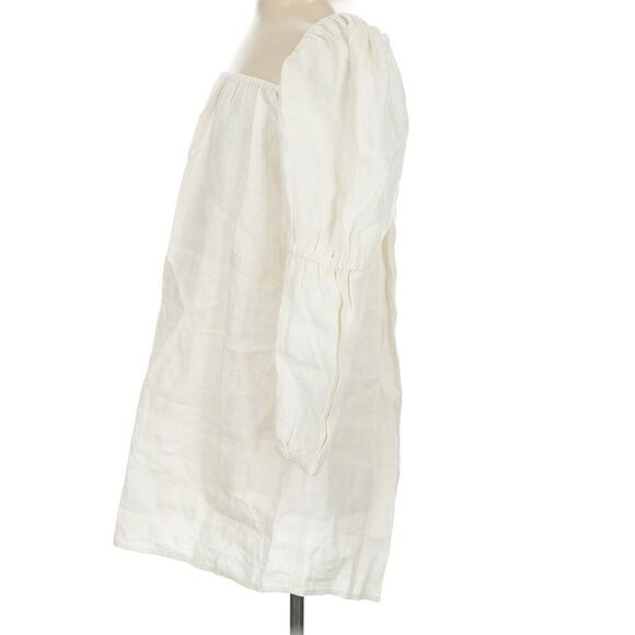 Reformation 100% Linen Winter White Long Sleeve Jerri Linen Dress Mini Small - Picture 7 of 11